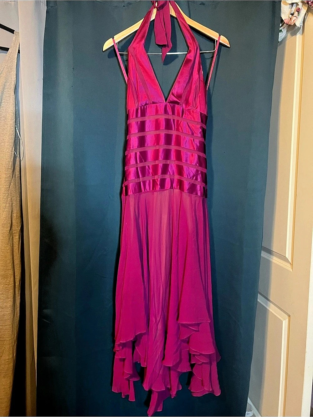 BCBGMAXAZRIA Women's Maxi Halter Dress in Pink Size 6 Like New
